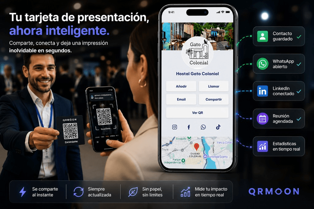 Networking eficiente con QRMOON — tarjetas digitales y escaneo QR