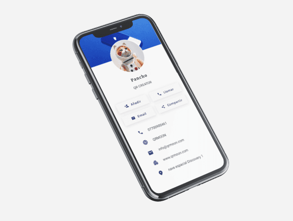 vCard de ejemplo en un teléfono